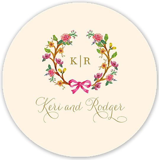 Flowery Wreath Round Gift Stickers